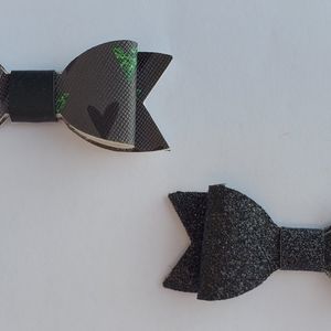 Black Hearts and Black Shimmer Bow Set